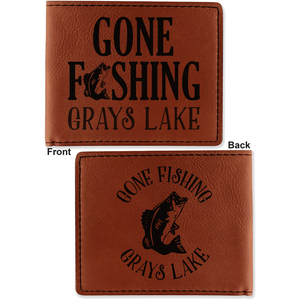 Hunting / Fishing Quotes and Sayings Cognac Leatherette Bifold Wallets - Front and Back