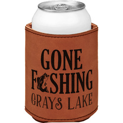 Gone Fishing Leatherette Can Sleeve - Single Sided (Personalized)