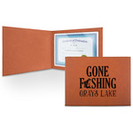 Gone Fishing Leatherette Certificate Holder - Front (Personalized)