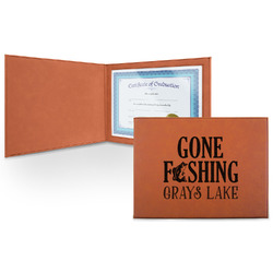 Gone Fishing Leatherette Certificate Holder - Front (Personalized)