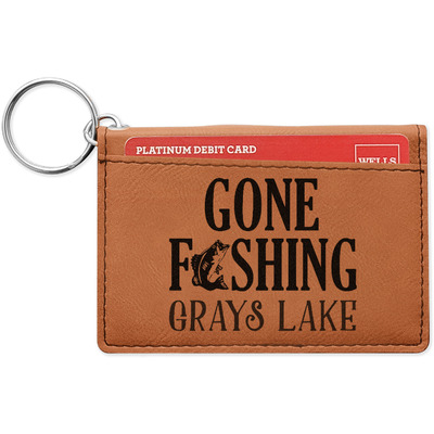Gone Fishing Leatherette Keychain ID Holder (Personalized)