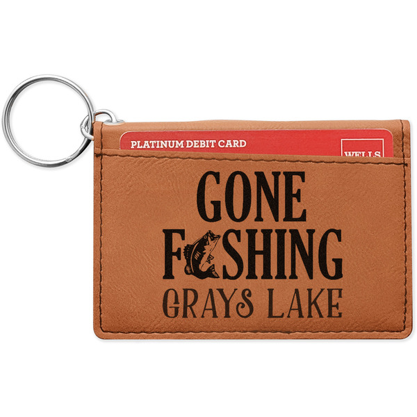 Custom Gone Fishing Leatherette Keychain ID Holder - Double Sided (Personalized)
