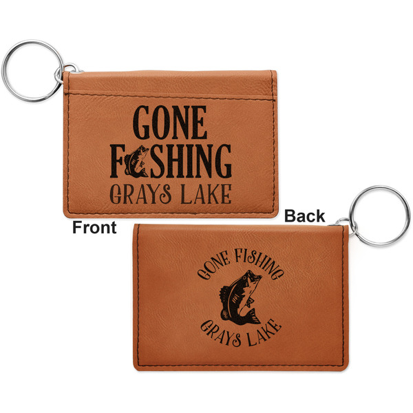 Hunting / Fishing Quotes and Sayings Cognac Leatherette Keychain ID Holders - Front and Back Apvl