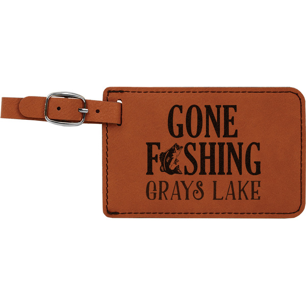 Custom Gone Fishing Leatherette Luggage Tag (Personalized)