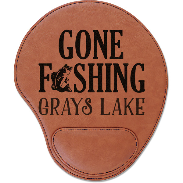 Custom Gone Fishing Leatherette Mouse Pad with Wrist Support (Personalized)