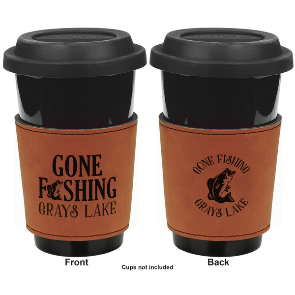 Hunting / Fishing Quotes and Sayings Cognac Leatherette Mug Sleeve - Double Sided Apvl