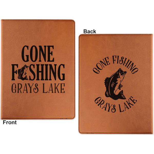 Hunting / Fishing Quotes and Sayings Cognac Leatherette Portfolios with Notepad - Large - Double Sided - Apvl