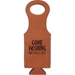Gone Fishing Leatherette Wine Tote - Single Sided (Personalized)