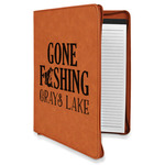 Gone Fishing Leatherette Zipper Portfolio with Notepad - Single Sided (Personalized)