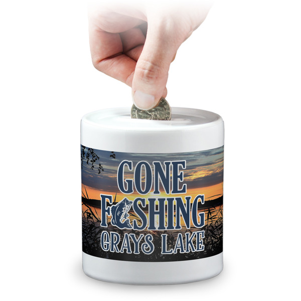Custom Gone Fishing Coin Bank (Personalized)