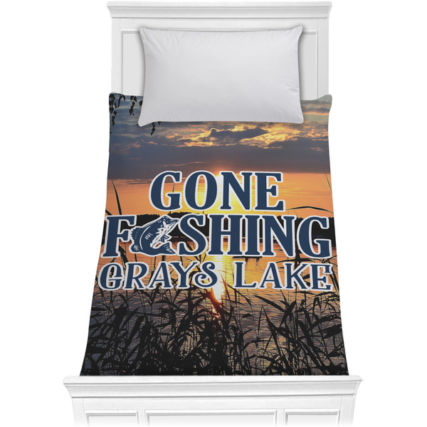 Custom Gone Fishing Comforter - Twin (Personalized)