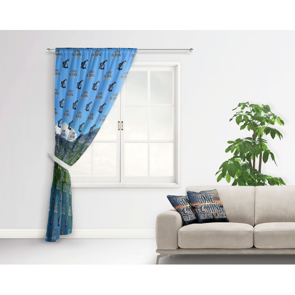 Hunting / Fishing Quotes and Sayings Curtain With Window and Rod - in Room Matching Pillow