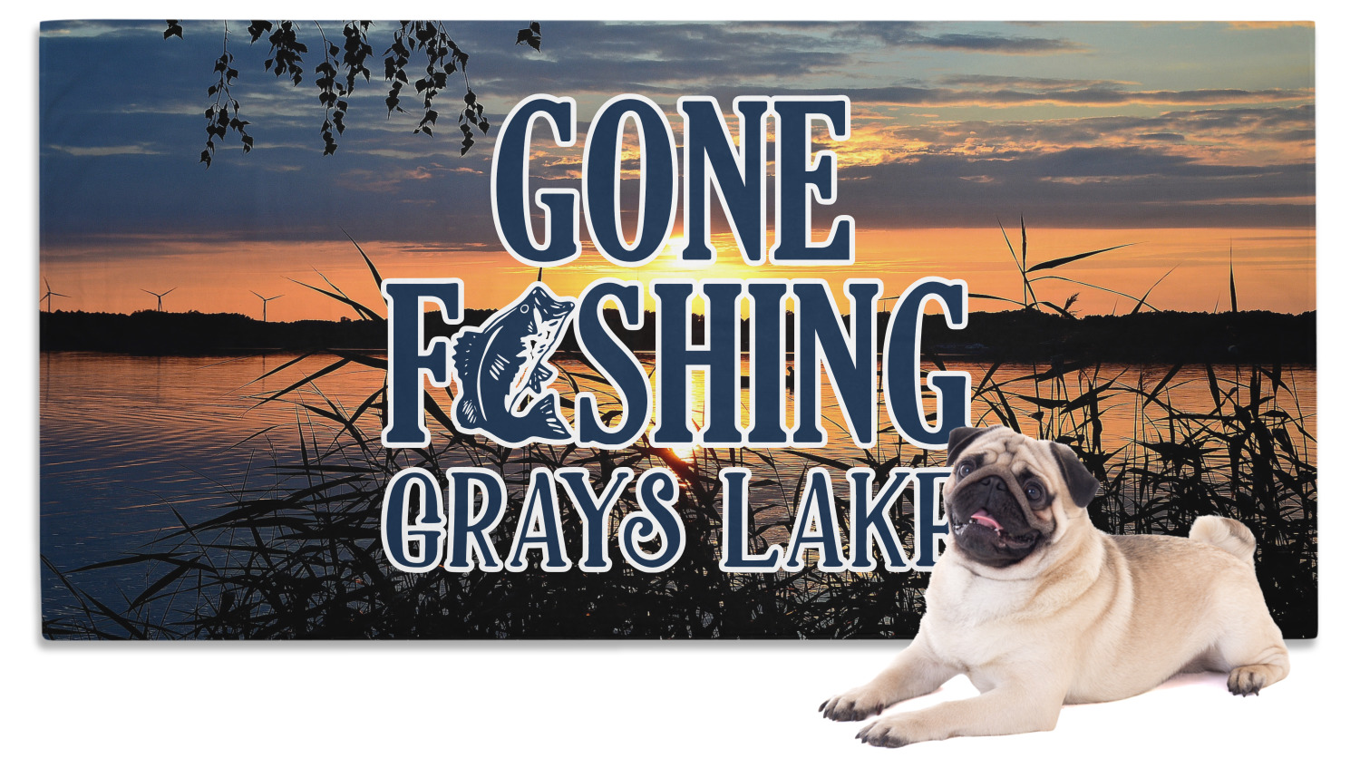 Custom Gone Fishing Dog Towel (Personalized)
