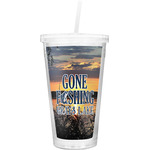 Gone Fishing Double Wall Tumbler with Straw (Personalized)