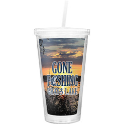 Gone Fishing Double Wall Tumbler with Straw (Personalized)