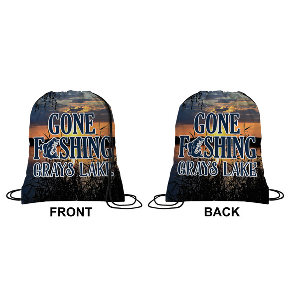 Hunting / Fishing Quotes and Sayings Drawstring Backpack Front & Back Medium