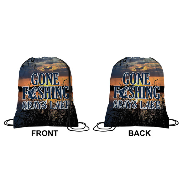 Hunting / Fishing Quotes and Sayings Drawstring Backpack Front & Back Small