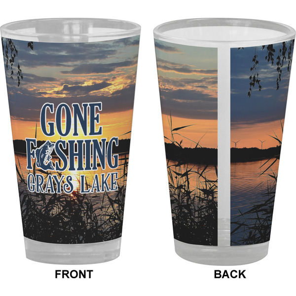 Gone Fishing Pint Glass - Full Color - Front & Back Views