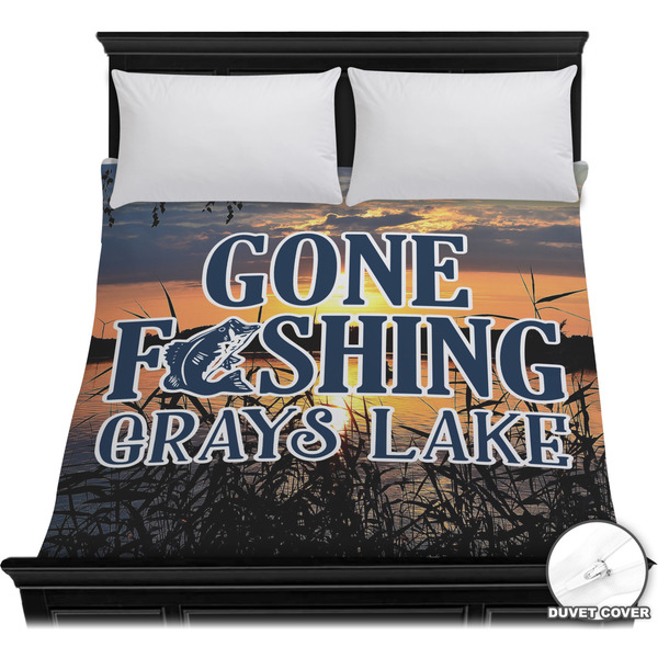 Custom Gone Fishing Duvet Cover - Full / Queen (Personalized)