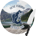 Gone Fishing Round Glass Cutting Board (Personalized)