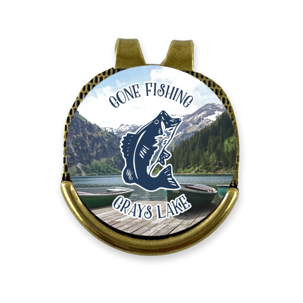Custom Gone Fishing Golf Ball Marker - Hat Clip - Gold