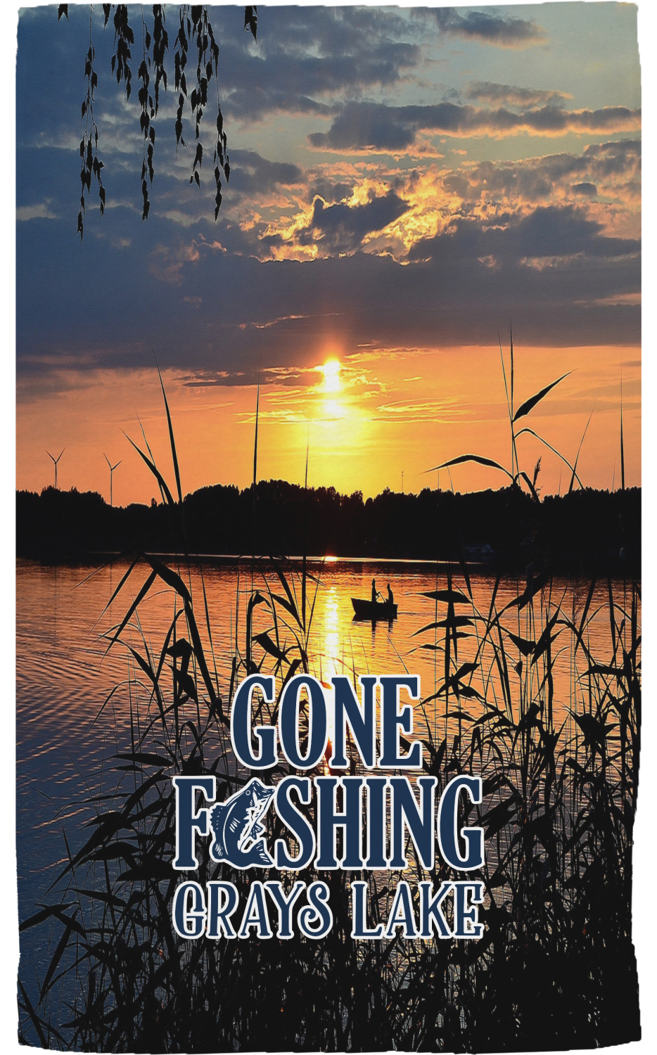 Custom Gone Fishing Hand Towel - Full Print (Personalized
