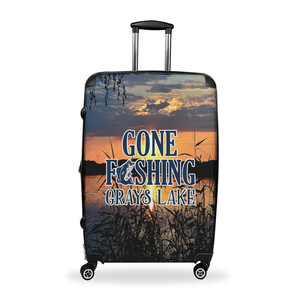 Custom Gone Fishing Suitcase - 28" Large - Checked (Personalized)