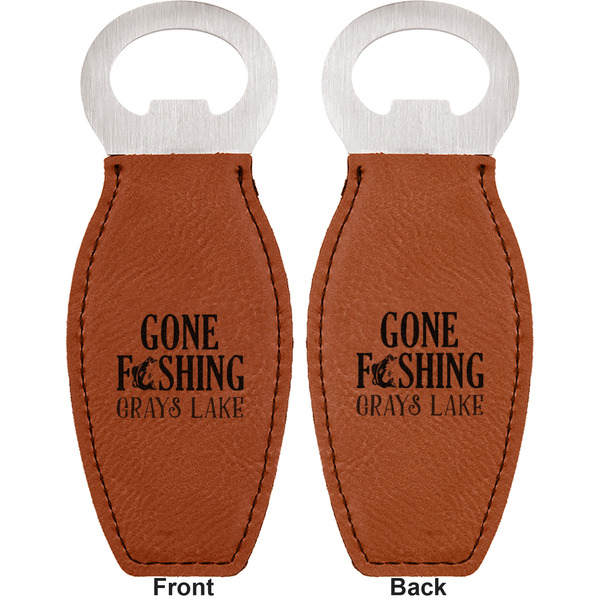 Hunting / Fishing Quotes and Sayings Leather Bar Bottle Opener - Front and Back