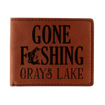 Gone Fishing Leatherette Bifold Wallet - Single Sided (Personalized)
