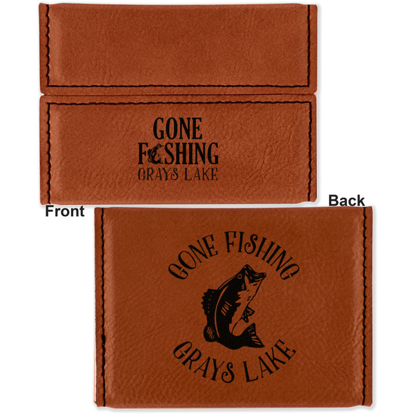 Hunting / Fishing Quotes and Sayings Leather Business Card Holder - Front Back