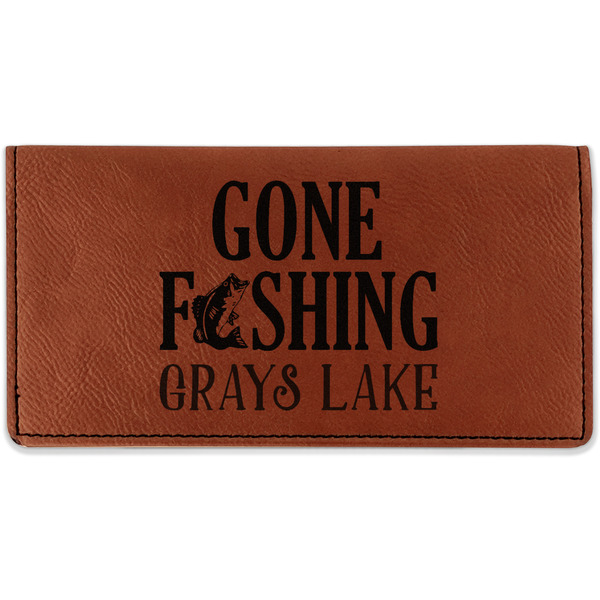 Custom Gone Fishing Leatherette Checkbook Holder - Single Sided (Personalized)