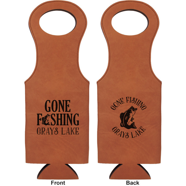 Hunting / Fishing Quotes and Sayings Leatherette Wine Tote Double Sided - Front and Back