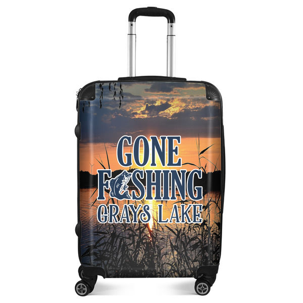 Custom Gone Fishing Suitcase - 24" Medium - Checked (Personalized)