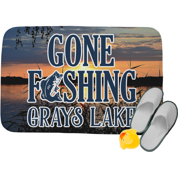 Custom Gone Fishing Memory Foam Bath Mat - 34"x21" (Personalized)