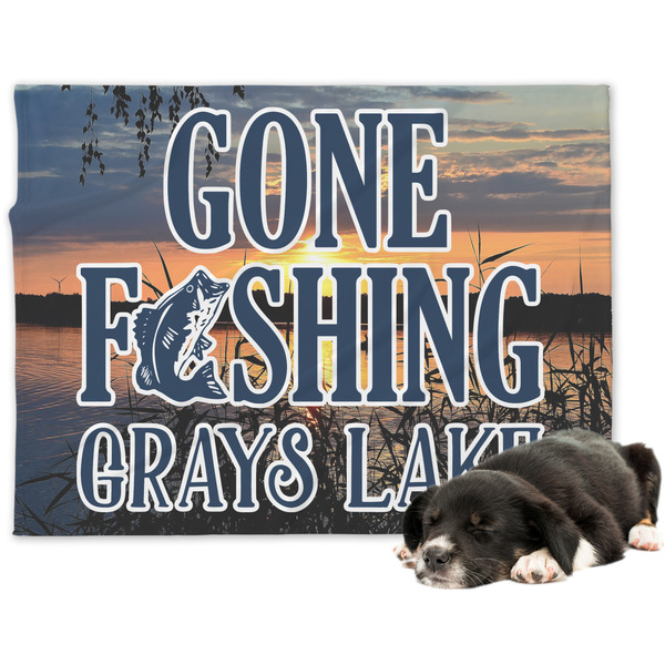Custom Gone Fishing Dog Blanket - Regular (Personalized)