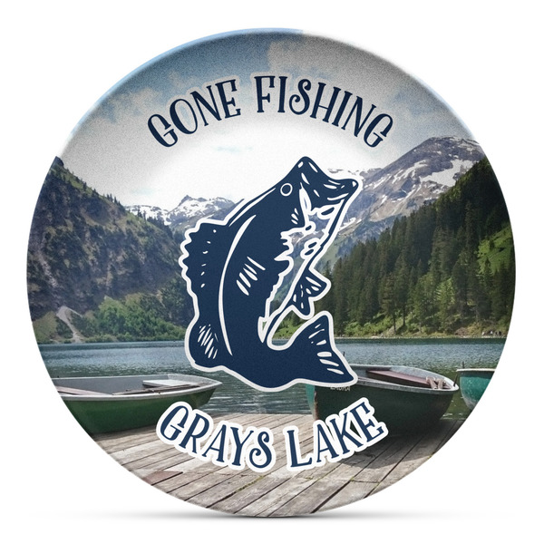 Custom Gone Fishing Microwave Safe Plastic Plate - Composite Polymer (Personalized)