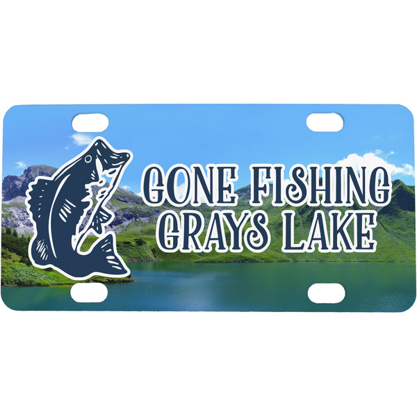 Custom Gone Fishing Mini / Bicycle License Plate (4 Holes) (Personalized)