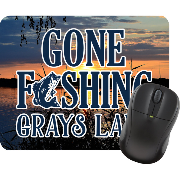 Custom Gone Fishing Rectangular Mouse Pad (Personalized)