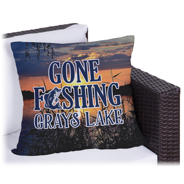 Custom Gone Fishing Outdoor Pillow - 18" (Personalized)