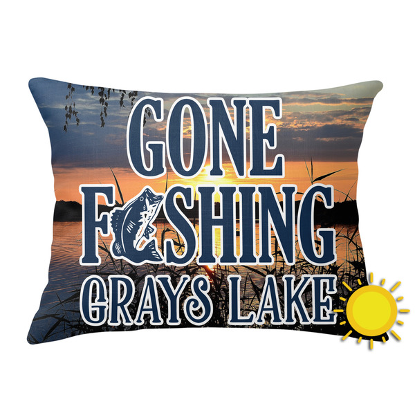 Custom Gone Fishing Outdoor Throw Pillow (Rectangular) (Personalized)