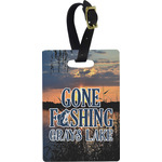 Gone Fishing Plastic Luggage Tag - Rectangular w/ Photo