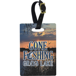 Gone Fishing Plastic Luggage Tag - Rectangular w/ Photo