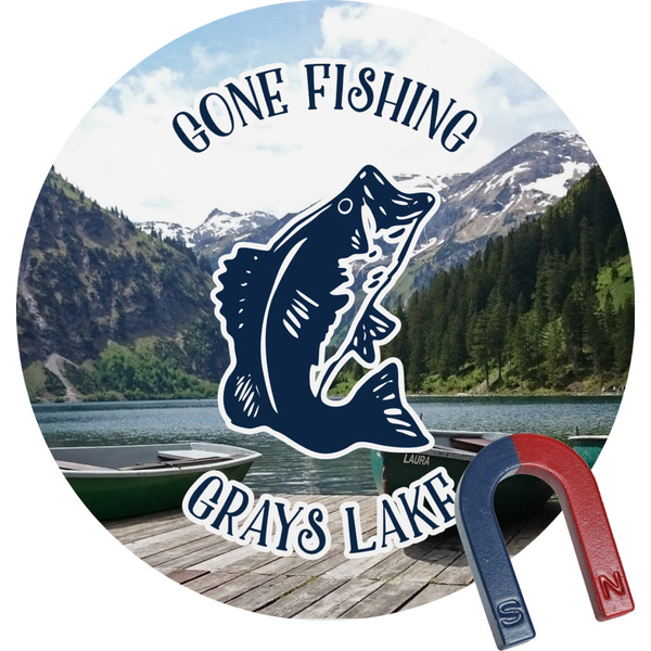 Custom Gone Fishing Round Fridge Magnet (Personalized)