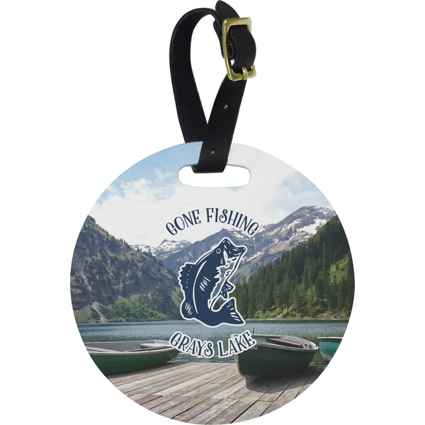 Custom Gone Fishing Plastic Luggage Tag - Round (Personalized)