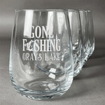 Gone Fishing Stemless Wine Glasses (Set of 4) (Personalized)
