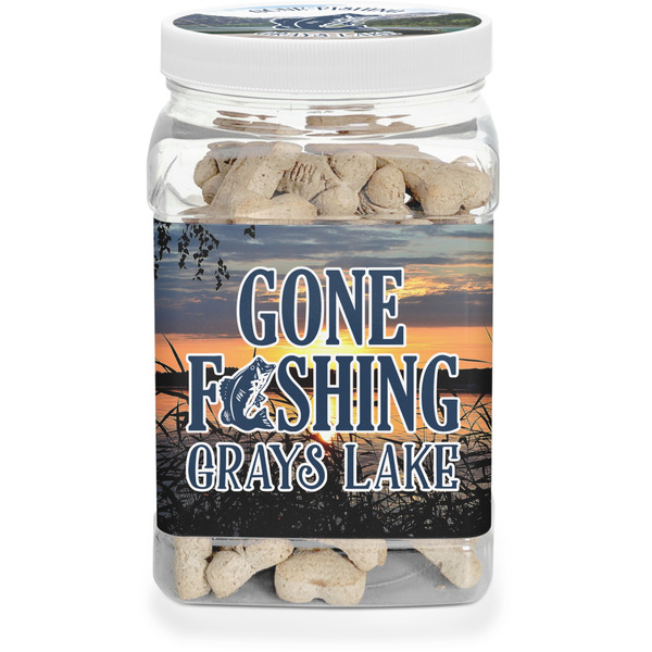 Custom Gone Fishing Dog Treat Jar (Personalized)