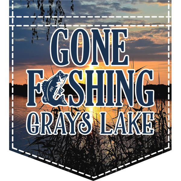 Custom Gone Fishing Iron On Faux Pocket (Personalized)