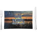 Gone Fishing Glass Rectangular Lunch / Dinner Plate (Personalized)