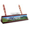 Gone Fishing Red Mahogany Nameplate with Business Card Holder (Personalized)