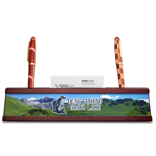 Hunting / Fishing Quotes and Sayings Red Mahogany Nameplates with Business Card Holder - Straight